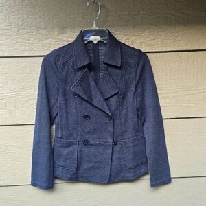 Eddie Bauer Gray Pea Coat Peplum Blazer Gray SP